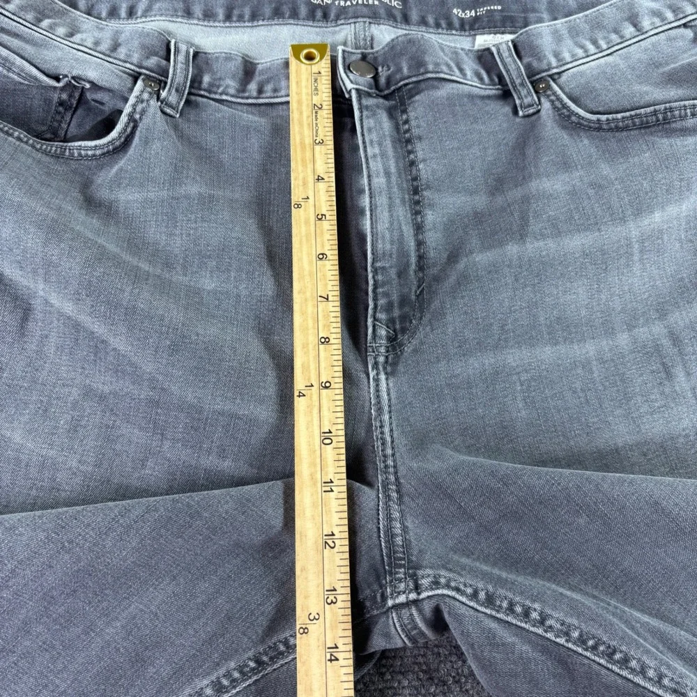 Banana Republic Traveler Jeans Mens 42x34 Grey Tapered‎ Fit Stretch Denim Casual